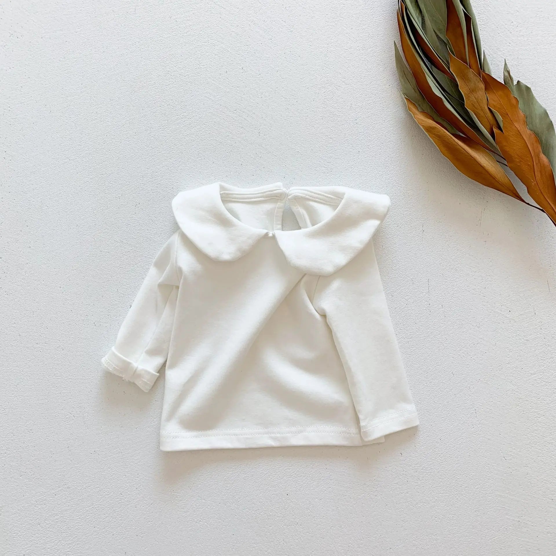 長袖Tシャツ white / 6M  66cm ベビートップス 丸襟Tシャツブラウス シンプルベーシック 2カラー