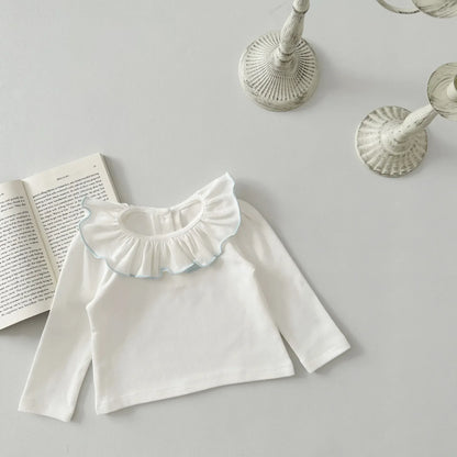 長袖Tシャツ white / 6M  66cm ベビートップス フリルサークル襟 長袖Tシャツブラウス 2カラー