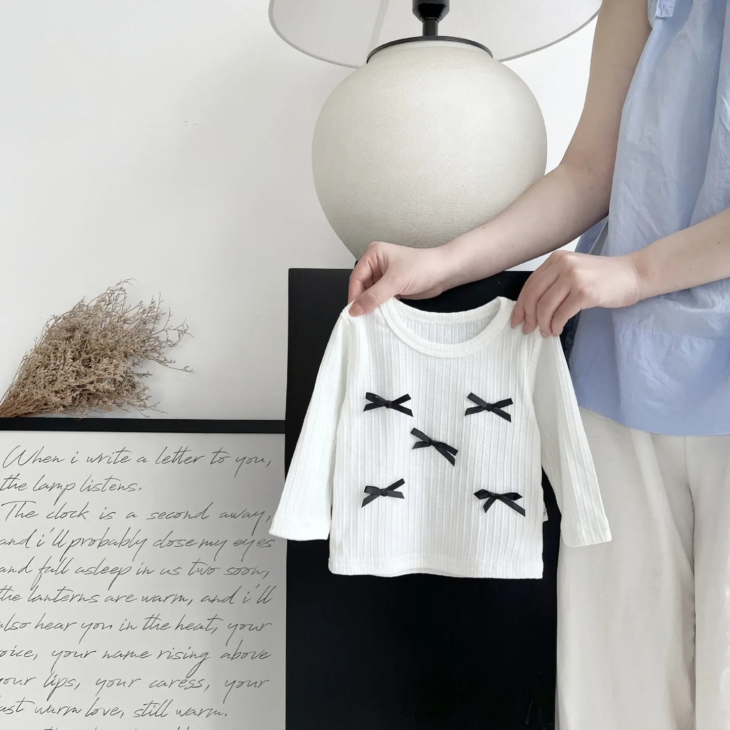 長袖Tシャツ White / 6M  66CM ベビートップス リボン長袖Tシャツカットソー【mh0008704】