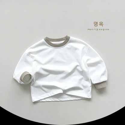 長袖Tシャツ White / 80cm 9-12m / 取り寄せ（10〜35日） キッズトップス 長袖Tシャツ シンプルベーシック ベージュ/グレー/2カラー