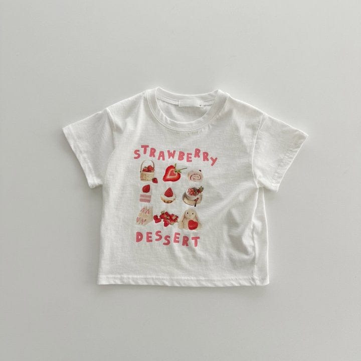 半袖Tシャツ white / 80cm キッズ ストロベリー スイーツ プリント 半袖 Tシャツ トップス ガールズ 6656