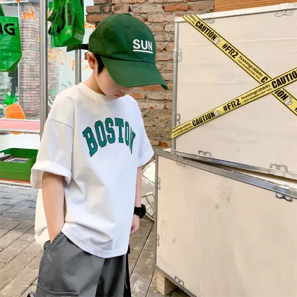 半袖Tシャツ White / 90cm ☺︎ キッズトップス 半袖Tシャツ レターロゴプリント 3カラー