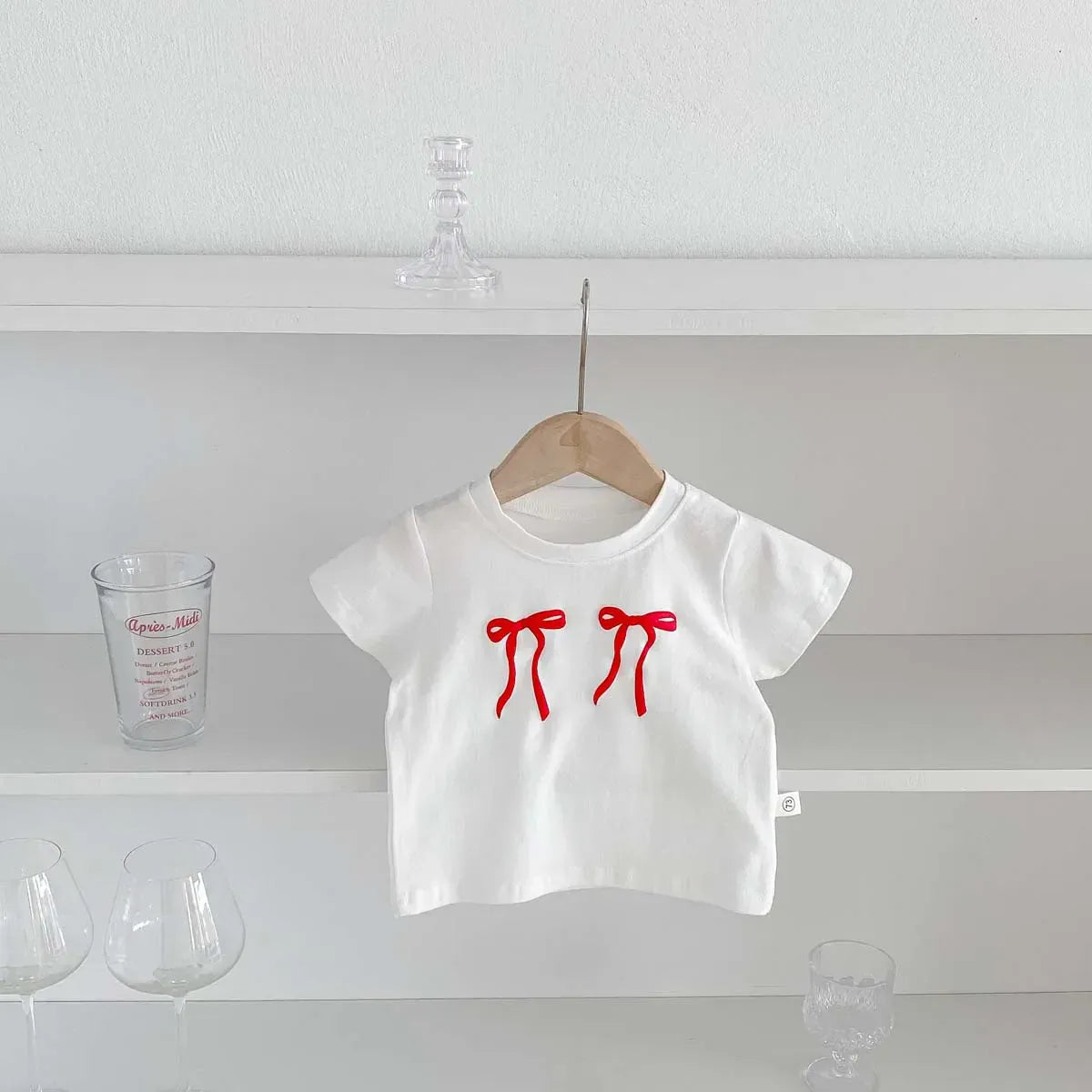 半袖Tシャツ White / 9M  73cm キッズトップス 半袖Tシャツ ダブルリボンプリント 3カラー