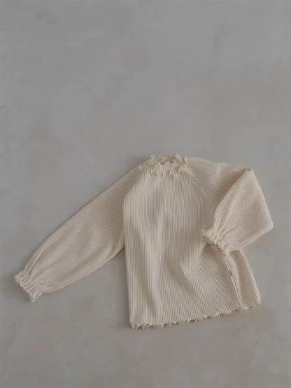 長袖Tシャツ white / 9M  73cm ベビートップス 長袖フリルハイネックTシャツ 3カラー