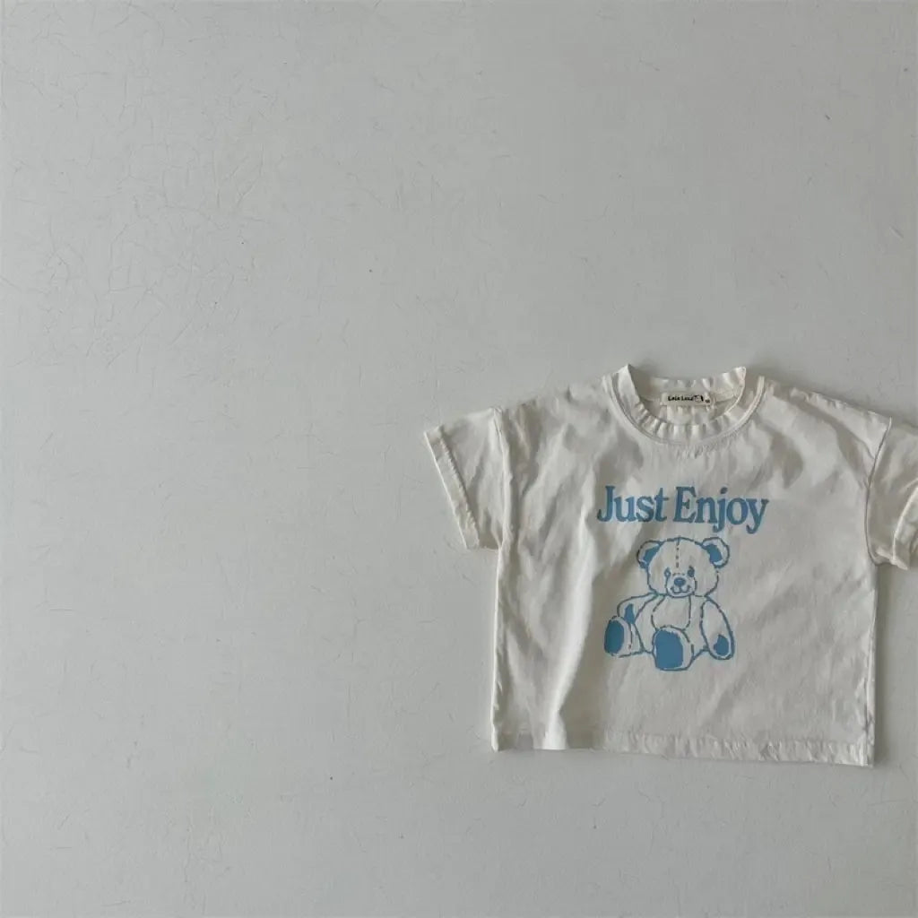 半袖Tシャツ White / 9M  73CM ベビートップス 半袖Tシャツ ベアくまプリント 3カラー【mh0005404】