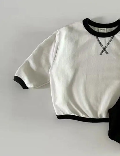 長袖Tシャツ White / 9M  73CM ベビートップス シンプルステッチ長袖スウェットTシャツ【mh0008549】