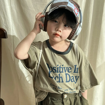半袖Tシャツ X83629 green / 80cm 9-12m / 取り寄せ（7〜21日） キッズトップス 半袖Tシャツ レターロゴプリント グリーン/アプリコット/2カラー