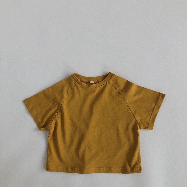 半袖Tシャツ yellow / 12M/80cm キッズ シンプル ベーシック ラグラン 半袖 Tシャツ 6カラー ユニセックス