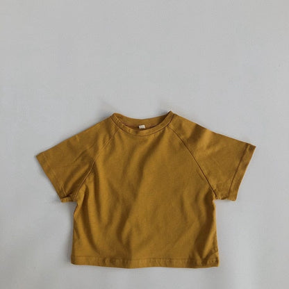 半袖Tシャツ yellow / 12M/80cm キッズ シンプル ベーシック ラグラン 半袖 Tシャツ 6カラー ユニセックス