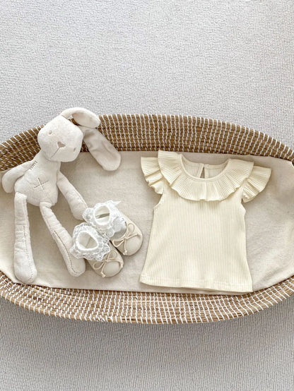 半袖Tシャツ Yellow / 6M  66CM ベビートップス サークルフリル襟 半袖Tシャツ カットソー 5カラー【mh0005599】