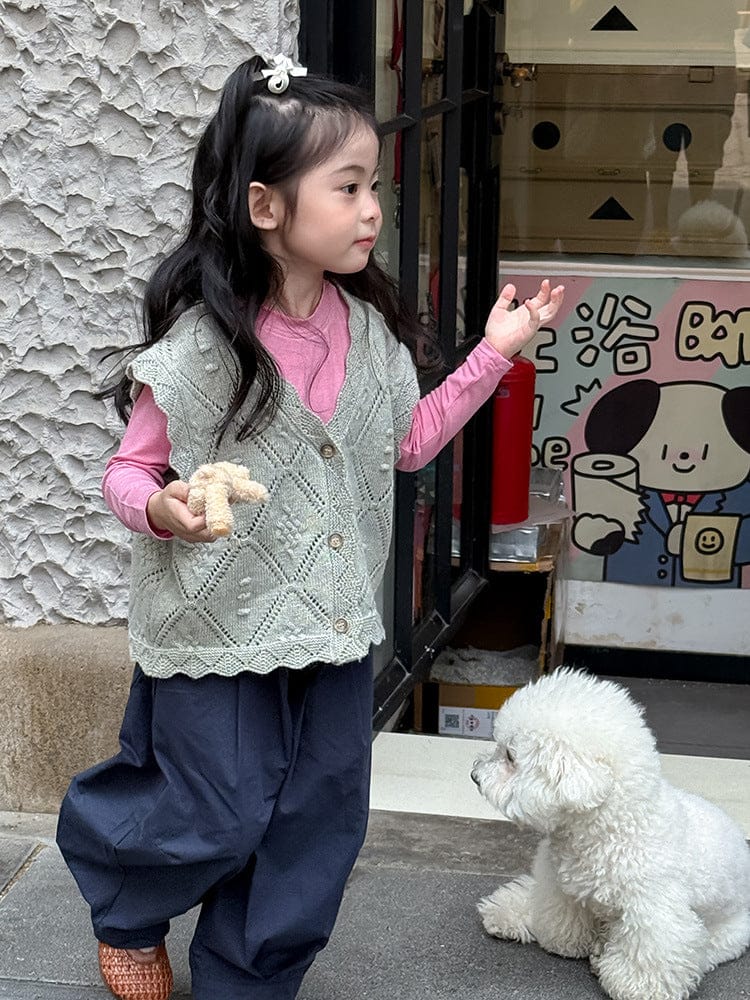 ニットVネック前開きベスト【mh0011027】