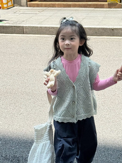 ニットVネック前開きベスト【mh0011027】