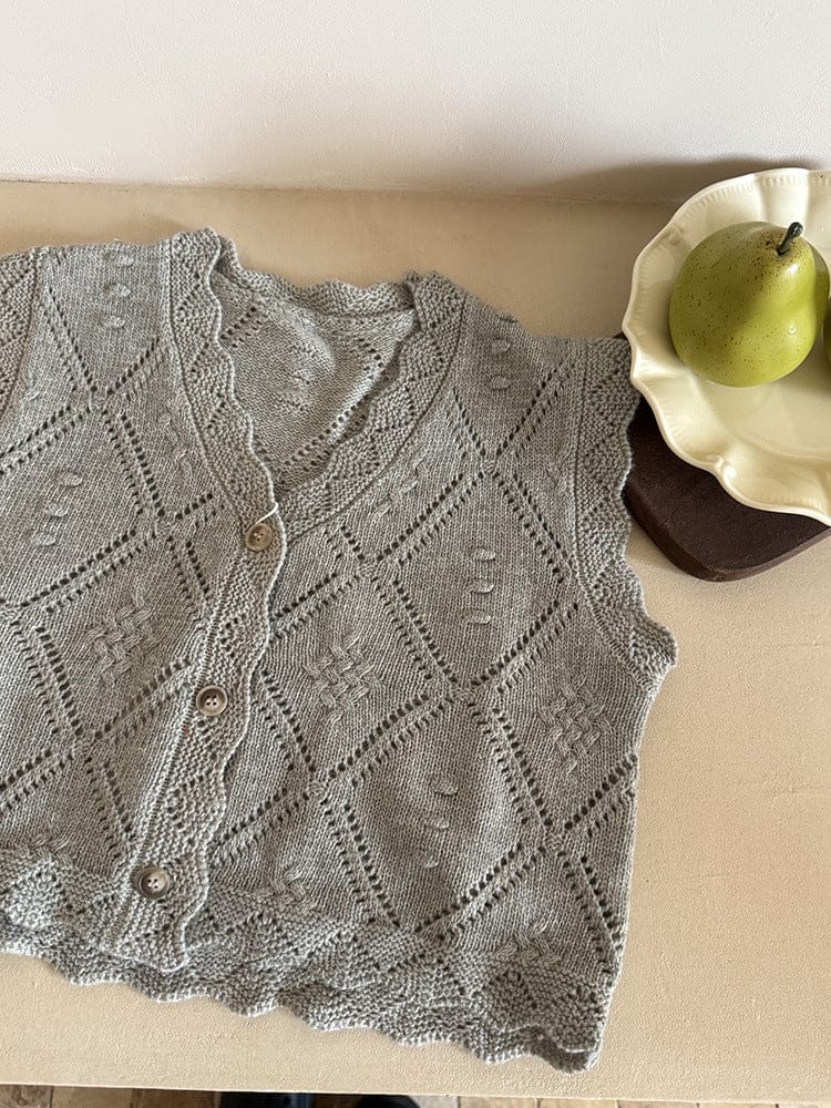 ニットVネック前開きベスト【mh0011027】