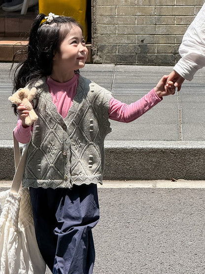 ニットVネック前開きベスト【mh0011027】