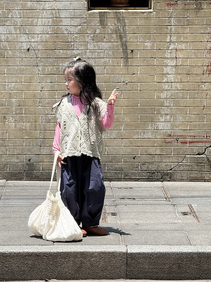 ニットVネック前開きベスト【mh0011027】