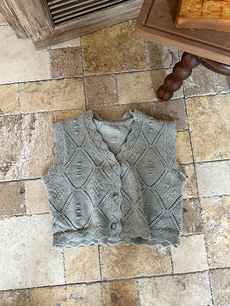 ニットVネック前開きベスト【mh0011027】