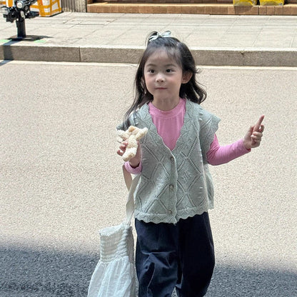 ニットVネック前開きベスト【mh0011027】