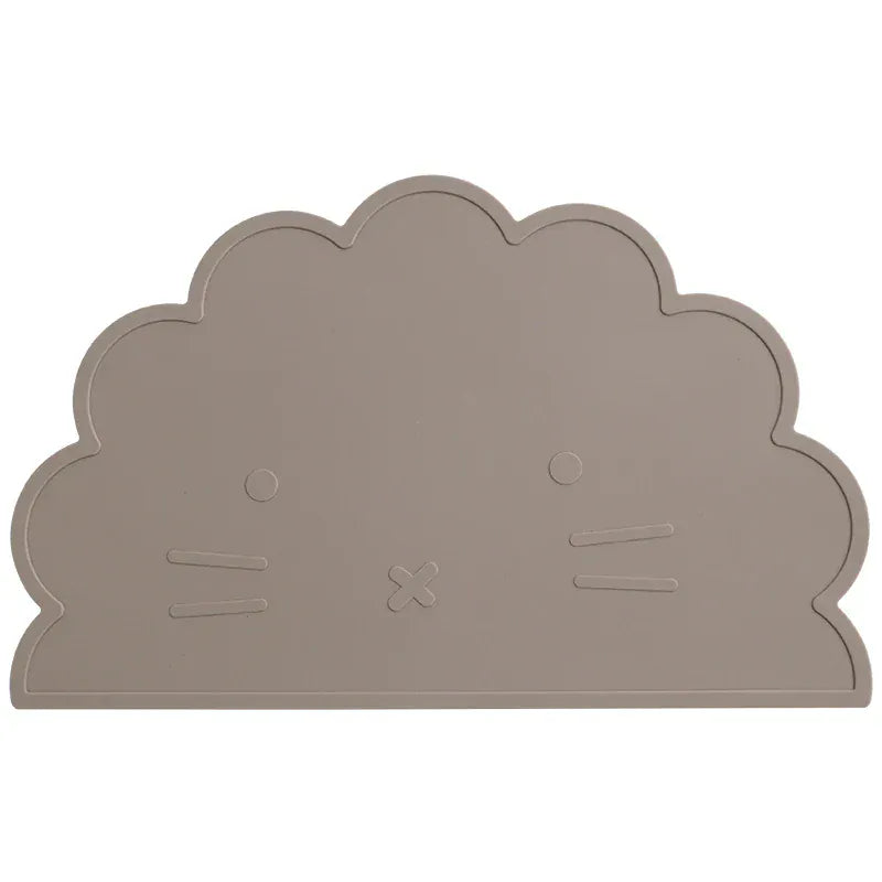 お食事マット 003-taupe ＊メーカー直送＊ ベビー用シリコンプレースマット 猫キャットデザイン 子供用食器マット ベビー食事用パッド ランチョンマット【mh0005826】