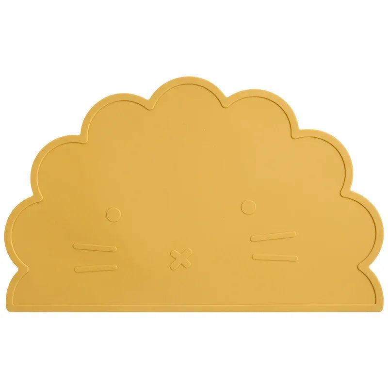 お食事マット 008-mustard ＊メーカー直送＊ ベビー用シリコンプレースマット 猫キャットデザイン 子供用食器マット ベビー食事用パッド ランチョンマット【mh0005826】