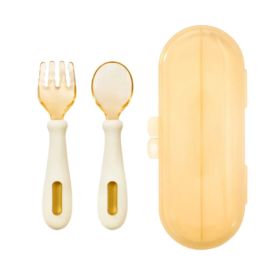 ベビーキッズ食器 A1 ベビー用シリコンスプーン＆フォーク 柔らかく曲がる 新生児用 食事トレーニング用食器セット【mh0005792】