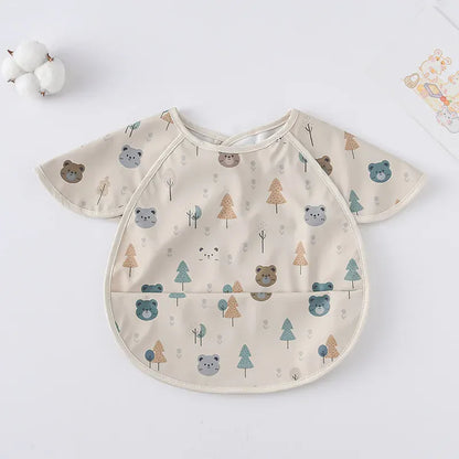 お食事エプロン Bear and Tree お食事エプロン ポケットスタイ 離乳食 半袖ビブ 防水エプロン【mh0005930】