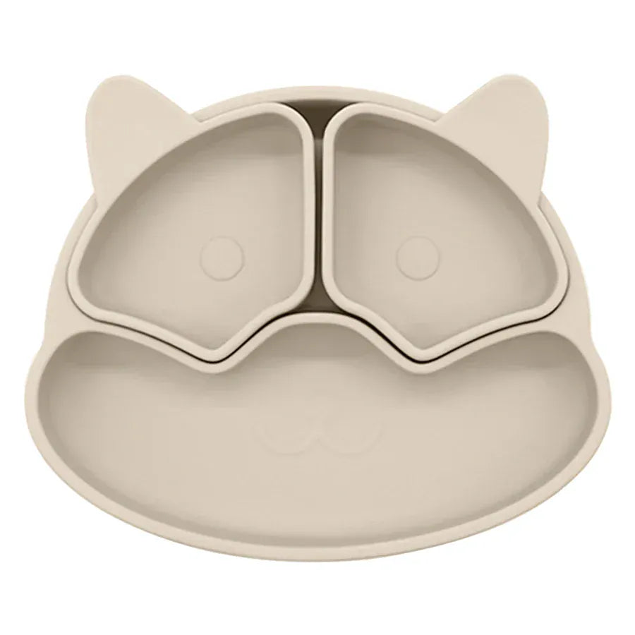 ベビーキッズ食器 Beige ＊メーカー直送＊ ベビー シリコン食器 キャットプレート 幼児用トレーニング食器セット キッズギフト 離乳食【mh0005796】