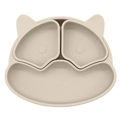 ベビーキッズ食器 Beige ＊メーカー直送＊ ベビー シリコン食器 キャットプレート 幼児用トレーニング食器セット キッズギフト 離乳食【mh0005796】
