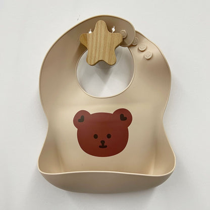 お食事エプロン Big Bear / One Size ベビー ビブ 防水  クマ シリコン エプロン スタイ お食事エプロン ポケットエプロン【mh0001778】