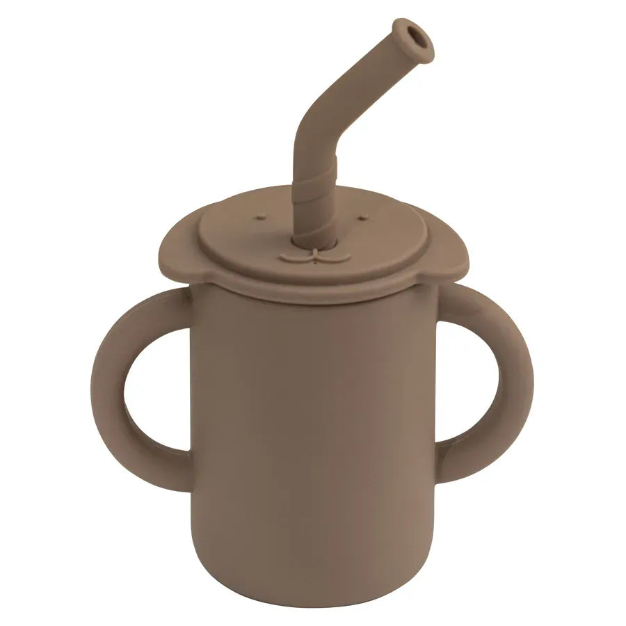 ベビーキッズ食器 caly ＊メーカー直送＊ ベビーマグ ストローマグ ハンドル 持ち手付き 象エレファント シリコンカップ【mh0005817】