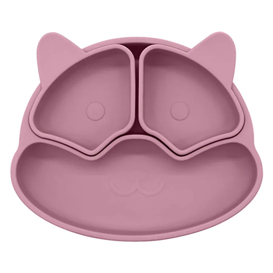 ベビーキッズ食器 Dark Red ＊メーカー直送＊ ベビー シリコン食器 キャットプレート 幼児用トレーニング食器セット キッズギフト 離乳食【mh0005796】