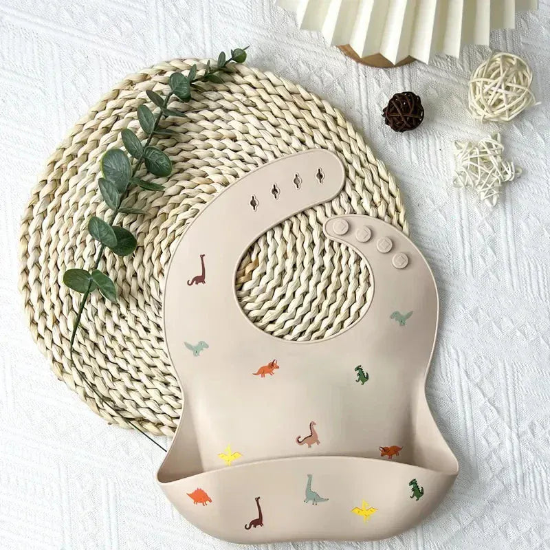 お食事エプロン dinosaur / One Size ベビー ビブ 防水  クマ シリコン エプロン スタイ お食事エプロン ポケットエプロン【mh0001778】