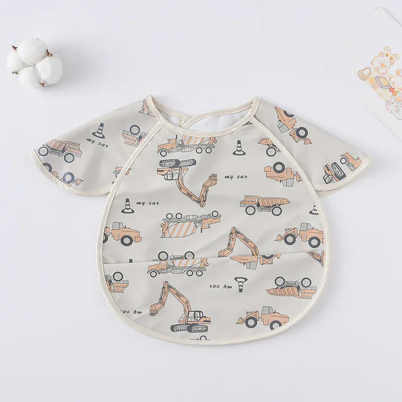 お食事エプロン Excavator お食事エプロン ポケットスタイ 離乳食 半袖ビブ 防水エプロン【mh0005930】