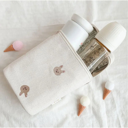 ランチボックス・ランチバッグ キャンバスポーチ お弁当バッグ 保冷 保温バッグ ランチバッグ ピクニックバッグ お弁当袋 アニマル刺繍柄【mh0004243】