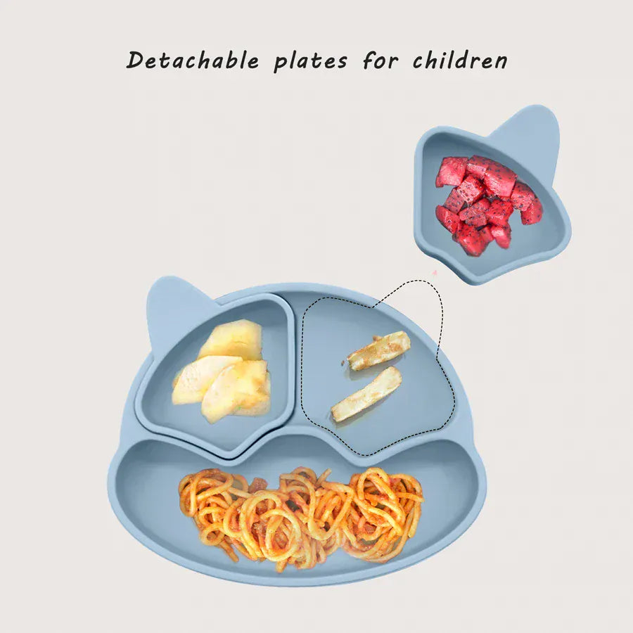 ベビーキッズ食器 ＊メーカー直送＊ ベビー シリコン食器 キャットプレート 幼児用トレーニング食器セット キッズギフト 離乳食【mh0005796】