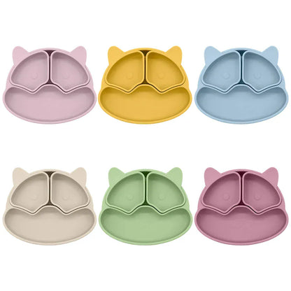 ベビーキッズ食器 ＊メーカー直送＊ ベビー シリコン食器 キャットプレート 幼児用トレーニング食器セット キッズギフト 離乳食【mh0005796】