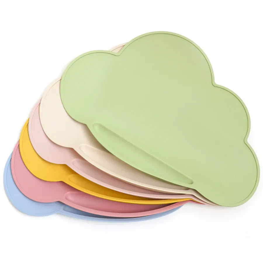 お食事マット ＊メーカー直送＊ ベビー 雲型 シリコンプレースマット ランチョンマット 防水 キッズマット 子供用食事マット【mh0005825】