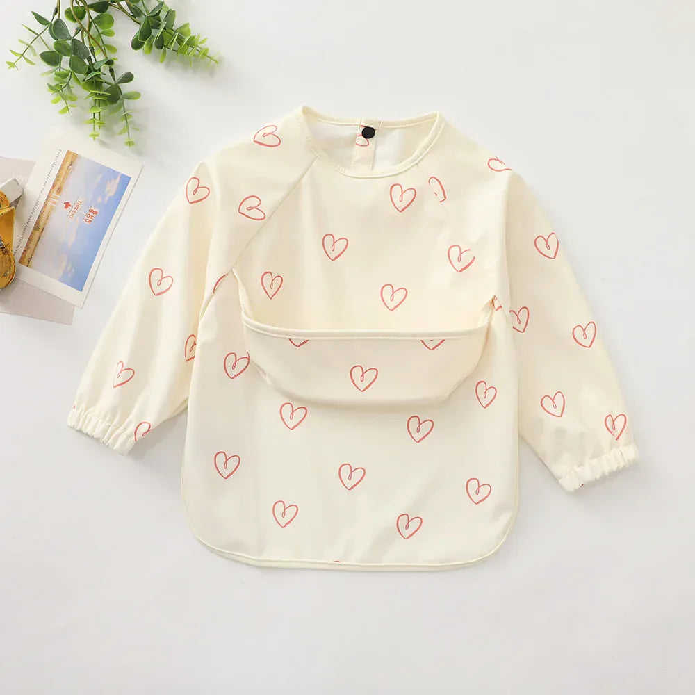 お食事エプロン ベビーキッズ お食事エプロン 離乳食 お食事スタイ 長袖 スモック【mh0005909】