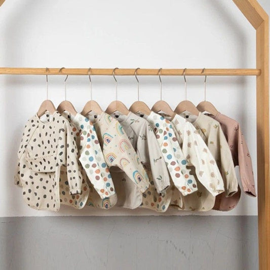 お食事エプロン ベビーキッズ お食事エプロン 離乳食 お食事スタイ 長袖 スモック【mh0005909】