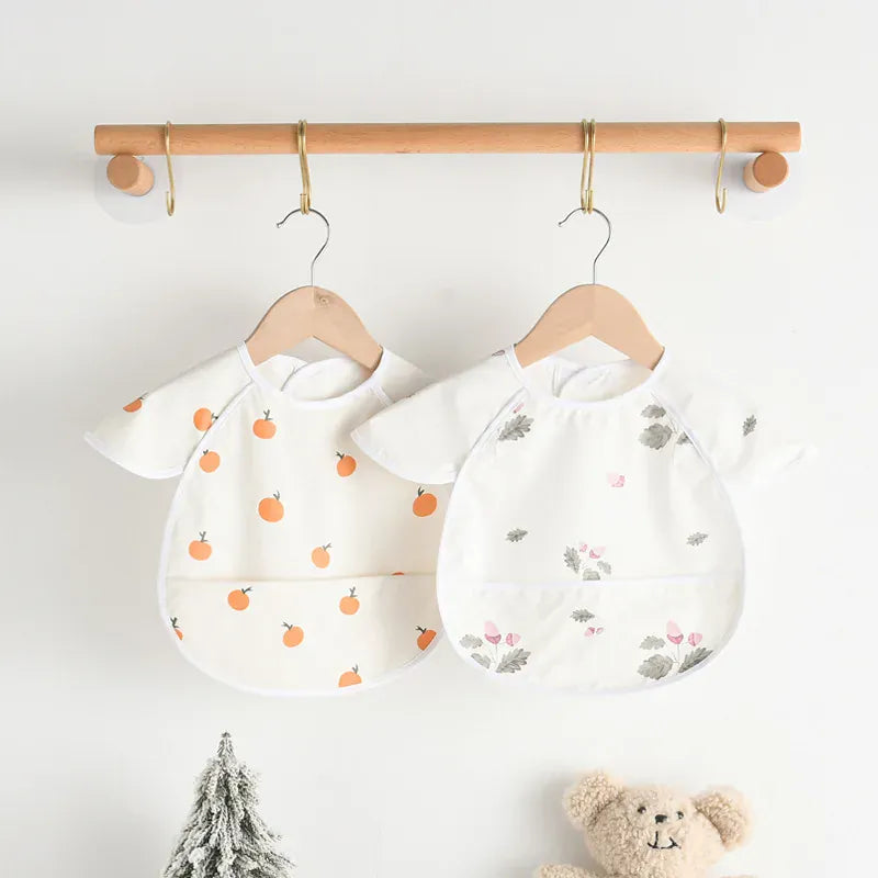 お食事エプロン お食事エプロン ポケットスタイ 離乳食 半袖ビブ 防水エプロン【mh0005930】