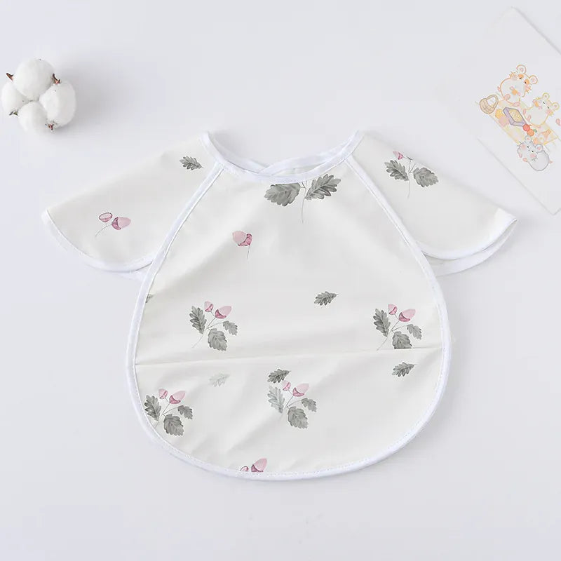 お食事エプロン Milk white acorns お食事エプロン ポケットスタイ 離乳食 半袖ビブ 防水エプロン【mh0005930】