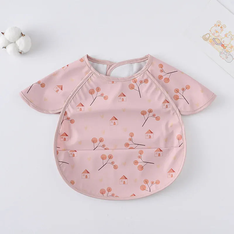 お食事エプロン Pink Hut お食事エプロン ポケットスタイ 離乳食 半袖ビブ 防水エプロン【mh0005930】