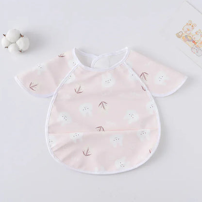 お食事エプロン Pink Rabbit お食事エプロン ポケットスタイ 離乳食 半袖ビブ 防水エプロン【mh0005930】