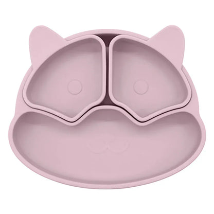 ベビーキッズ食器 Rose pink ＊メーカー直送＊ ベビー シリコン食器 キャットプレート 幼児用トレーニング食器セット キッズギフト 離乳食【mh0005796】
