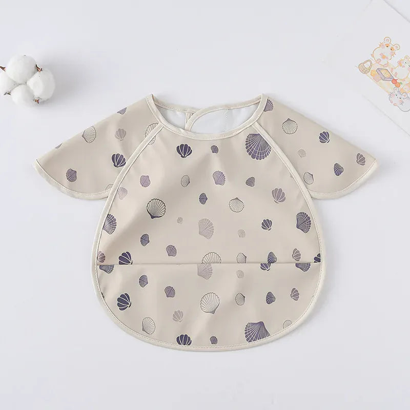 お食事エプロン Shell お食事エプロン ポケットスタイ 離乳食 半袖ビブ 防水エプロン【mh0005930】