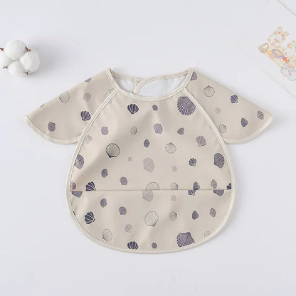 お食事エプロン Shell お食事エプロン ポケットスタイ 離乳食 半袖ビブ 防水エプロン【mh0005930】