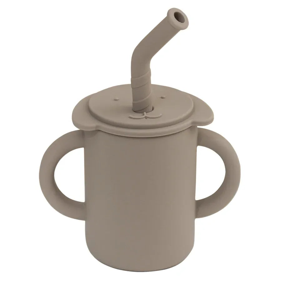 ベビーキッズ食器 taupe ＊メーカー直送＊ ベビーマグ ストローマグ ハンドル 持ち手付き 象エレファント シリコンカップ【mh0005817】