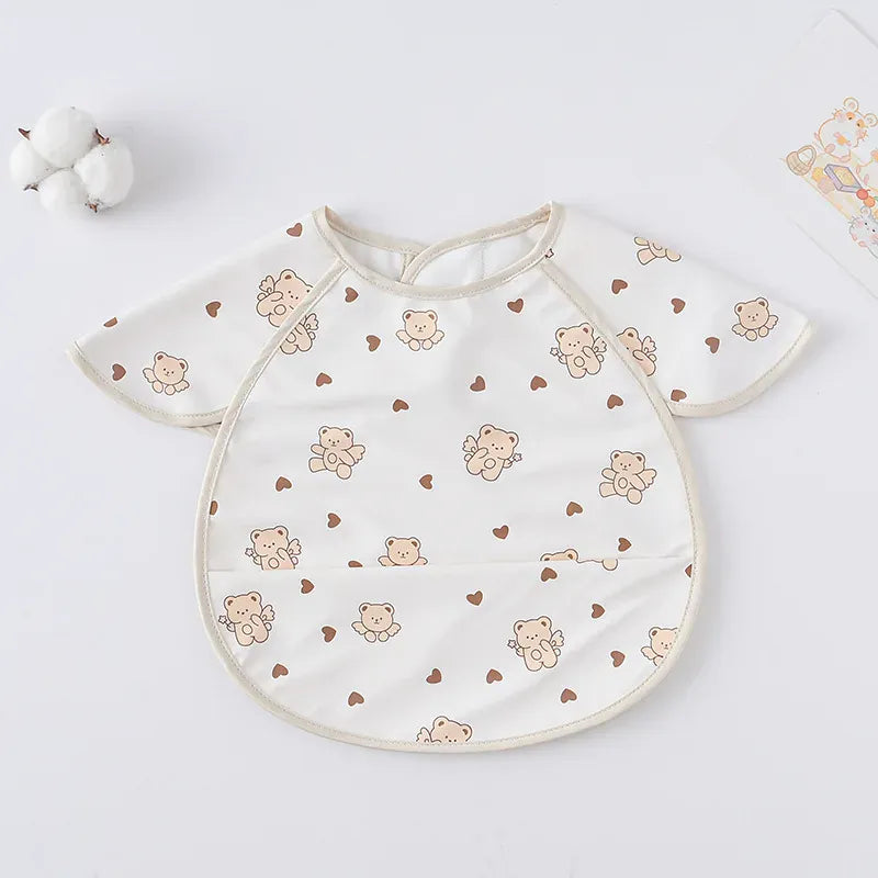 お食事エプロン White Angel Bear お食事エプロン ポケットスタイ 離乳食 半袖ビブ 防水エプロン【mh0005930】