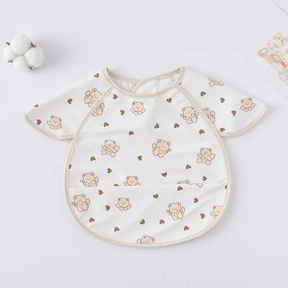 お食事エプロン White Angel Bear お食事エプロン ポケットスタイ 離乳食 半袖ビブ 防水エプロン【mh0005930】