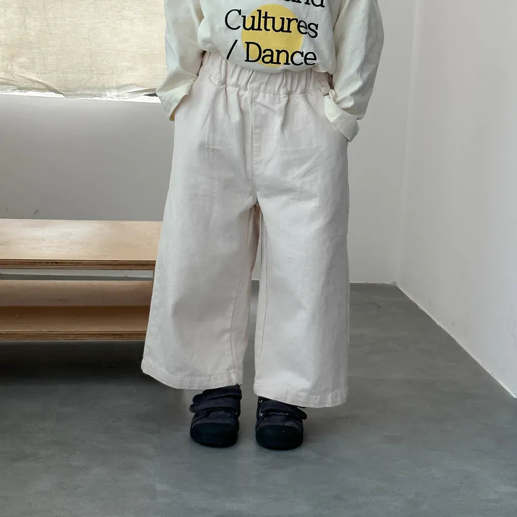 ロングパンツ・スウェットパンツ Beige White / 80cm リラックスワイドストレートパンツ【mh0011230】