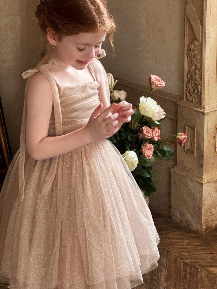 ノースリーブワンピース dress / 90cm スパンコールチュールフリルケープ/ドレスワンピース【mh0011222】